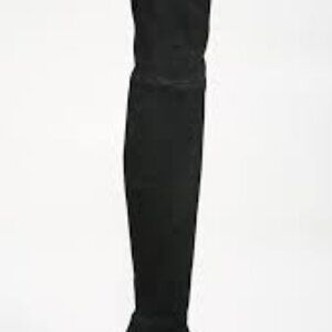 Stuart Weitzman black over-the-knee boots with a block heel.